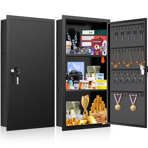 25.6" Tall Wall Safe Between 16" Studs | 33% Larger Capacity | In Wall Safe - color: Black, size: 25.6" Tall