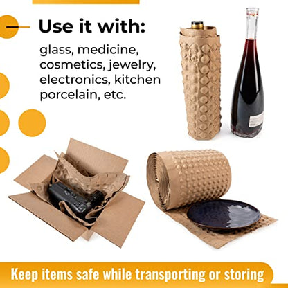 IDL Packaging 12" x 100' Paper Bubble Cushioning Wrap - Earth-Friendly Alternative to Plastic Bubbles - 3/4" Bubble Size - Packing Material for Moving, Shipping, and Storing