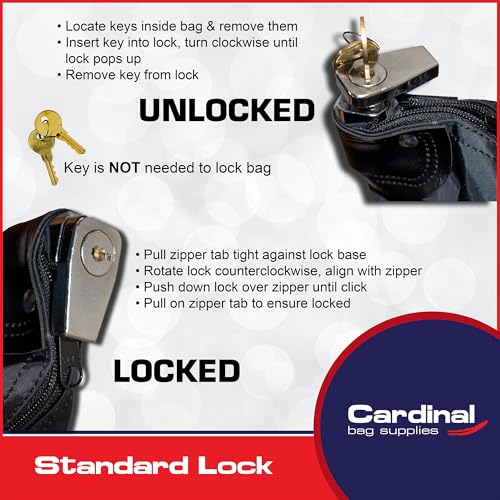 Lockable Document Bag with handles, 15 x 19 - color: Black