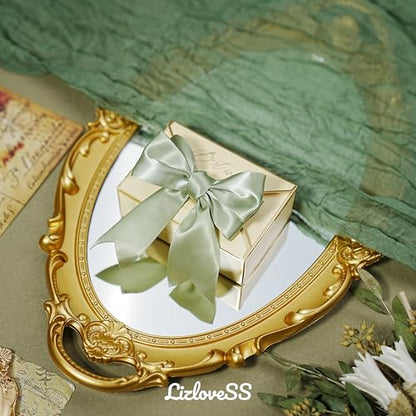 Pre-Tied Sage Green Bows with Twist Ties 3.5 Inch 24 Pack - color: Sage Green