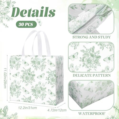 Abbylike 30 Pcs Thank You Gift Bags Floral Reusable Gift Bag Sage Green - style: Green Floral