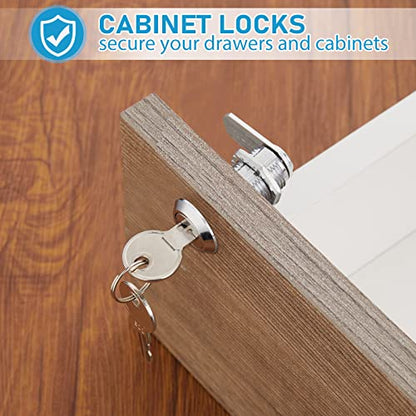 Kenning 24 Sets 5/8'' Fits on 0.4'' Max Cabinet Locks with Keys - size: 1-5/8 Inch