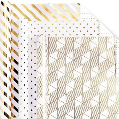 BIOBROWN Gold Foil Gift Wrapping Paper for Anniversary, Birthday, Christmas - color: Gold&Geometry