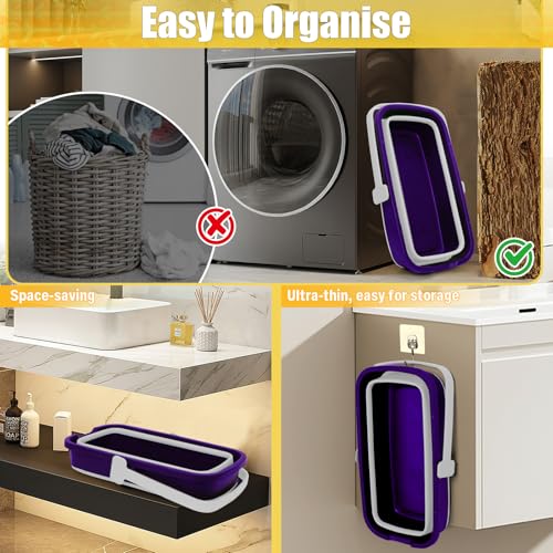 Collapsible Bucket with Handle for Mop Windows Cleaning,3 Gallon - color: Purple