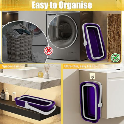 Collapsible Bucket with Handle for Mop Windows Cleaning,3 Gallon - color: Purple