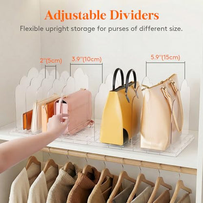 Lifewit Purse Organizer for Closet, 9.7" Tall Clear Handbag Shelf Dividers - size: 9.7"H