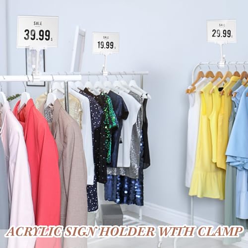 3 Pcs Acrylic Clip on Sign Holder with Clamp 5.5 x 7 Inch - size: 5.5 x 7 Inch