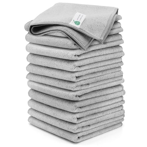 Multi-Use Microfiber Cleaning Cloths 12 Pack, 16 x 16 Inch - color: Grey