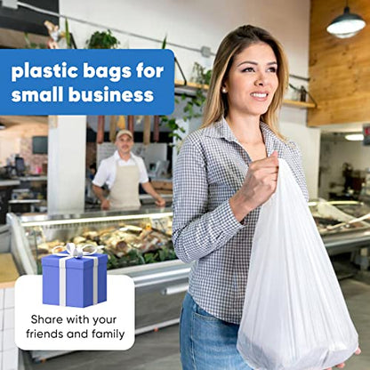 LimonLaviu Plastic Bags - 100Pack (25 mic thickness) (11.5'x 6.5" x 21') with Handles - Small Business & Grocery Bags in Bulk - Heavy Duty, Unscented (Pack of 3) - size: 100 (Pack of 3)