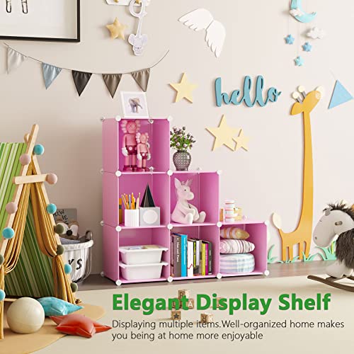 C&AHOME 6-Cube Storage Organizer Cube Shelf Closet Storage Bookcase, Pink - color: Pink