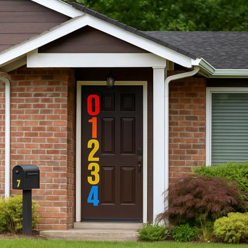 4” Waterproof Number Stickers 0-9, 6 Sheets Vinyl Address Labels for Mailbox, Street Sign, House Door, Outdoor DIY Numbering Decals, Self-Adhesive and Durable（pink） - color: Pink
