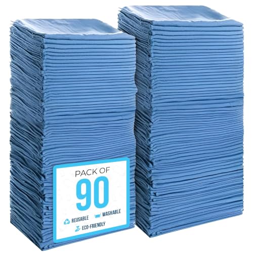 Simpli-Magic Cotton Shop Towels 14"x12" (90 Pack) – Reusable Cleaning Shop Rags for Automobiles, Industries, Garage and Homes (Blue) - size: 90-Pack Blue