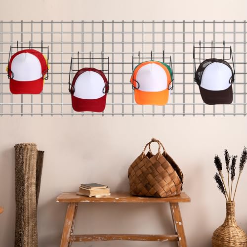 Yaocom 4 Pcs Gridwall Hat Display Rack, Metal Wire Retail Display Shelves