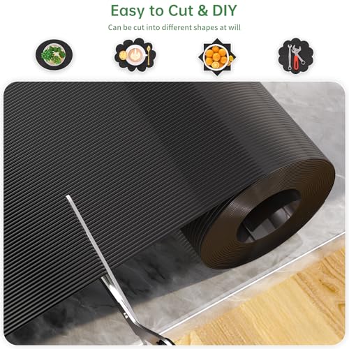Shelf and Drawer Liner for Kitchen Cabinet Non-Adhesive 12IN x 20FT - color: Black, size: 12"W x 240"L