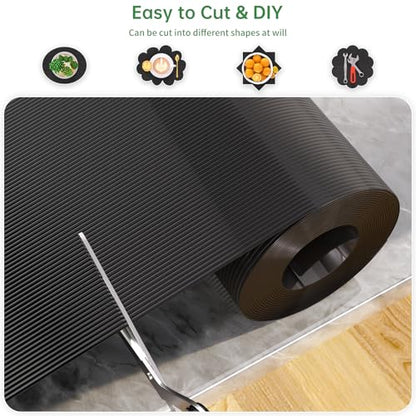 Shelf and Drawer Liner for Kitchen Cabinet Non-Adhesive 12IN x 20FT - color: Black, size: 12"W x 240"L