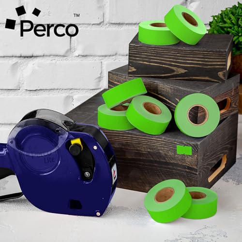 Perco 1-Line Green Blank Price & Date Gun Labels – 32 Rolls, 32,000 Count - color: Fluorescent Green, size: 4 Sleeves