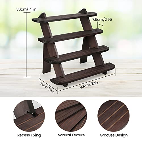 Wooden Display Stand, Tiered Cupcake Stand, 4 Tier Display Stand Riser - color: E-Walnut
