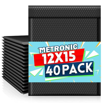 Metronic Large Bubble Mailers 12x15 Inch 40 Pack Padded Envelopes Black - color: Black, size: 12x15" 40PC