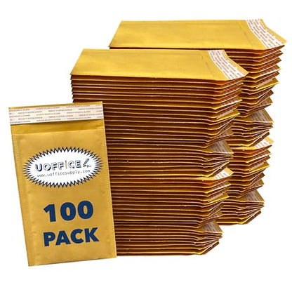 Kraft bubble mailers 100- Pack, #00-5" x 10" mailing envelopes, Padded shipping, Yellow mailing, paper bag, Yellow envelopes for packaging & shipping - size: #00 - 5" x 10"
