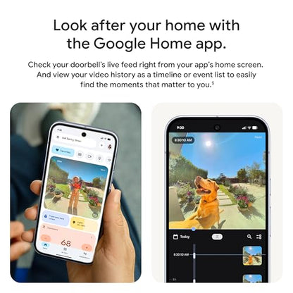 Google Nest Doorbell (Wired, 3rd Gen) - 2K Video, Live View - 2025 - Linen - color: Linen, style: Wired