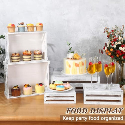 CroBlissful 5 Pack Wooden Crates for Display Rustic Nesting Crates, White - color: White