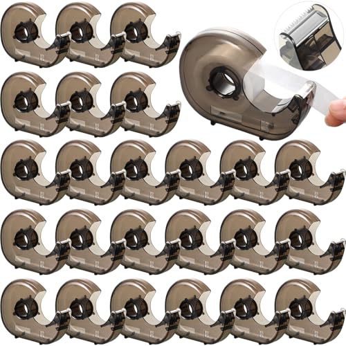 Sabary 50 Pcs Tape Dispenser Handheld Transparent Refillable, Black - color: Black