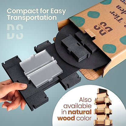 3 Tier Rotating Sticker Display Stand for Vendors, Coaster Display Rack - color: Black