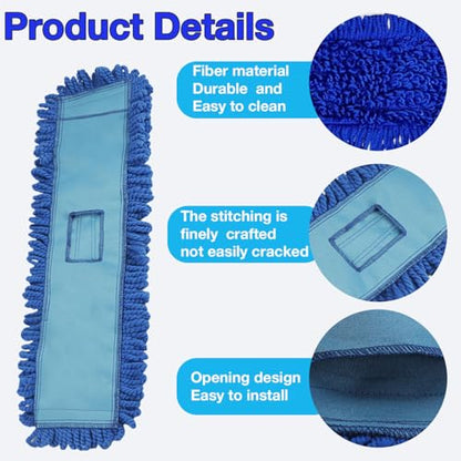 36 inch (1-Cotton 1-Fiber) Microfiber Dust Mop Head Replacements Pads, Large Commercial Mop Head Replacement for Industrial Dust Mop Head Floor Cleaning, Office, School, Restaurant, Hospital Reusable - size: 1-Cotton-1-fiber