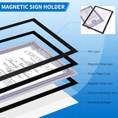 20 Pieces Sign Holder 8 x 11.5 inches with Magnetic Border - color: 20 Pack Black, size: 8 x 11.5