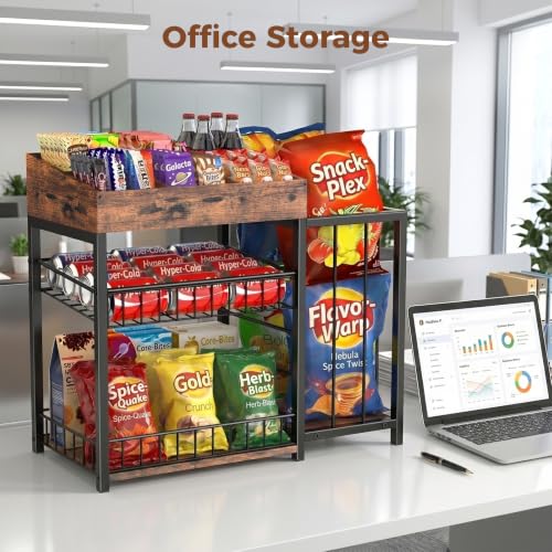 Snack Organizer for Countertop, Adjustable Compartment&Frame Basket - size: 60×28×52cm