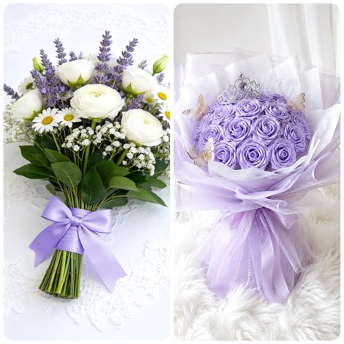 KINGLAKE Double Faced Light Purple Satin Ribbon - 1-1/2 Inch x 50 Yards - color: Light Purple