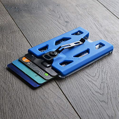 GOVO T4 Badge Holder/Wallet - Durable Polycarbonate ID/Credit Holder with Metal Clip and 4 Cards Slot (Holds 1 to 4 Cards) (Blue) - color: Blue