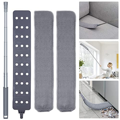 Retractable Gap Dust Cleaner Cleaning Tools with 2 Microfiber Dusting Cloths Long Handle 60inches Washable and Retractable Duster Brush for Cleaning Under Appliances Furniture Couch Fridge - size: 4 PCS Gap Duster