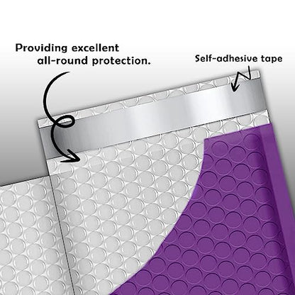Yens Bulk Purple Poly Bubble Mailers 4x8 500 Pack Usable 4x7 - color: Purple, size: 4" x 8"