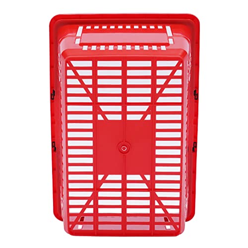 Shopping Basket, 17 * 12 * 9inch Set of 12 Freestanding Store Baskets w/Foldable Handle, Stackable Hand-held Basket for Supermarket, Retail, Bookstore, Red