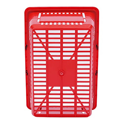 Shopping Basket, 17 * 12 * 9inch Set of 12 Freestanding Store Baskets w/Foldable Handle, Stackable Hand-held Basket for Supermarket, Retail, Bookstore, Red