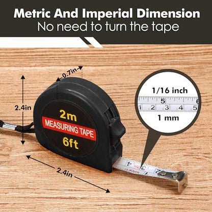 Copkim 50 Pcs 6 ft Mini Tape Measure Retractable Bulk,Black - color: Black