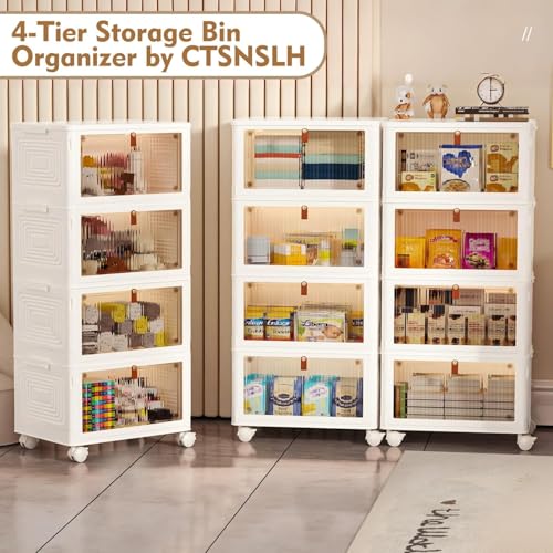 CTSNSLH 4 Tier Plastic Storage Bins with Lid 23QT - Stackable Storage Bins - size: 23Qt 4-Tier