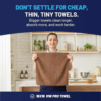 MW Pro Multi-Surface Microfiber Towel – Sand, Olive, Tan 12 Pack |16"x16" Premium Cleaning Cloth | Clean, Dust, Polish, Absorb | Large - color: Sand, Olive, Tan