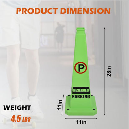 28 Inch Traffic Cones, 3 Pack Green Safety Cones with 4-Way "RESERVED PARKING" Sign and Heavy Rubber Base for Parking Lots, Event Venues, Driveways - color: RESERVED PARKING / GREEN, size: 28inch