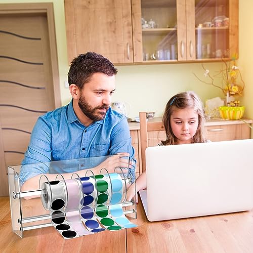 Qilery Sticker Holder Organizer Dispenser Acrylic Roll Label,9 Disks - style: 9 Disks