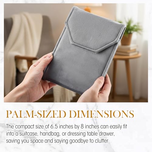 Kenning 6 Pcs Velvet Necklace Display Folder Travel Jewelry Case, Gray - color: Gray