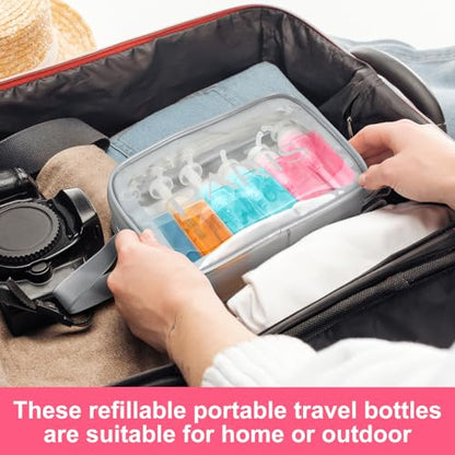 Domensi 24 Pcs 3.4 oz Pump Bottle Mini Travel Bottles, Multicolor - color: Multicolor