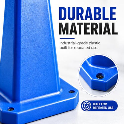 BESEA 3 Pack 36 Inch Blue Traffic Cones with Weighted Base - color: Blue, size: 36INCH