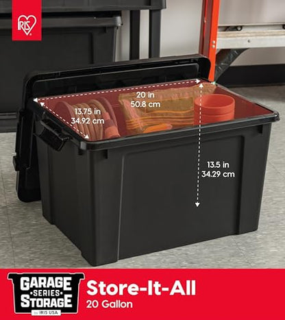 IRIS USA 6-Pack 20 Gal Heavy Duty Lockable Storage Totes with Lids, Black - color: Black, size: 20 Gal - 4 Pack
