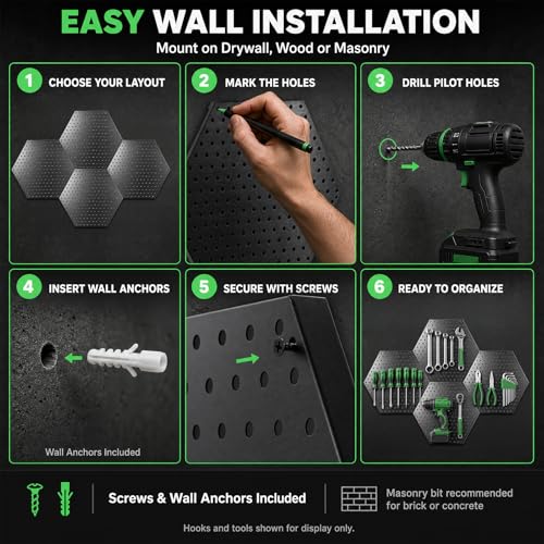 15x17 Heavy Duty Metal Pegboard Panel 4-Pack - size: Hexagonal