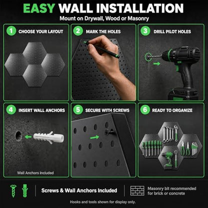 15x17 Heavy Duty Metal Pegboard Panel 4-Pack - size: Hexagonal