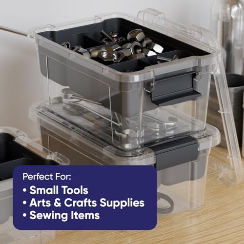 Superio Small Storage Container Organizing Bin with Removable Tray Plastic Tools, Sewing, Crafts Box, 3.5 Qt. - size: Mini 3.4 Qt. Deep