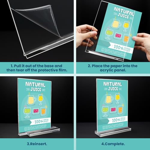 Acrylic Sign Holder, 5x7, 15 Pack Vertical Clear Table Menu Display, Double Sided, Plastic Stand, Suitable for Restaurants, Office, Store, Fair - color: Vertical 15 Pack 5x7