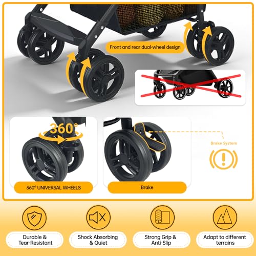 2-in-1 Folding Shopping Cart & Pet Stroller 110 LB Grocery Cart